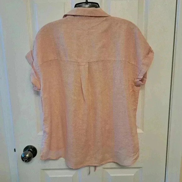 ❤️ Jachs Girlfriend Short Sleeved Linen Blend Blouse Small Pink Lightweight Top - Picture 13 of 14